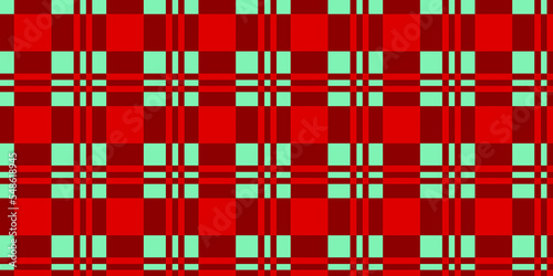 Seamless plaid checker stripes christmas wrapping paper pattern in mint green and candy cane red. Simple geometric traditional xmas card background, gift wrap texture, or winter holiday backdrop.