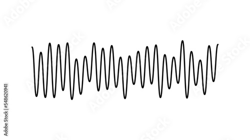 Sound wave signal. Music or voice diagram. Audio track beats. Black curve soundwave rhythm. Pulsating line. 