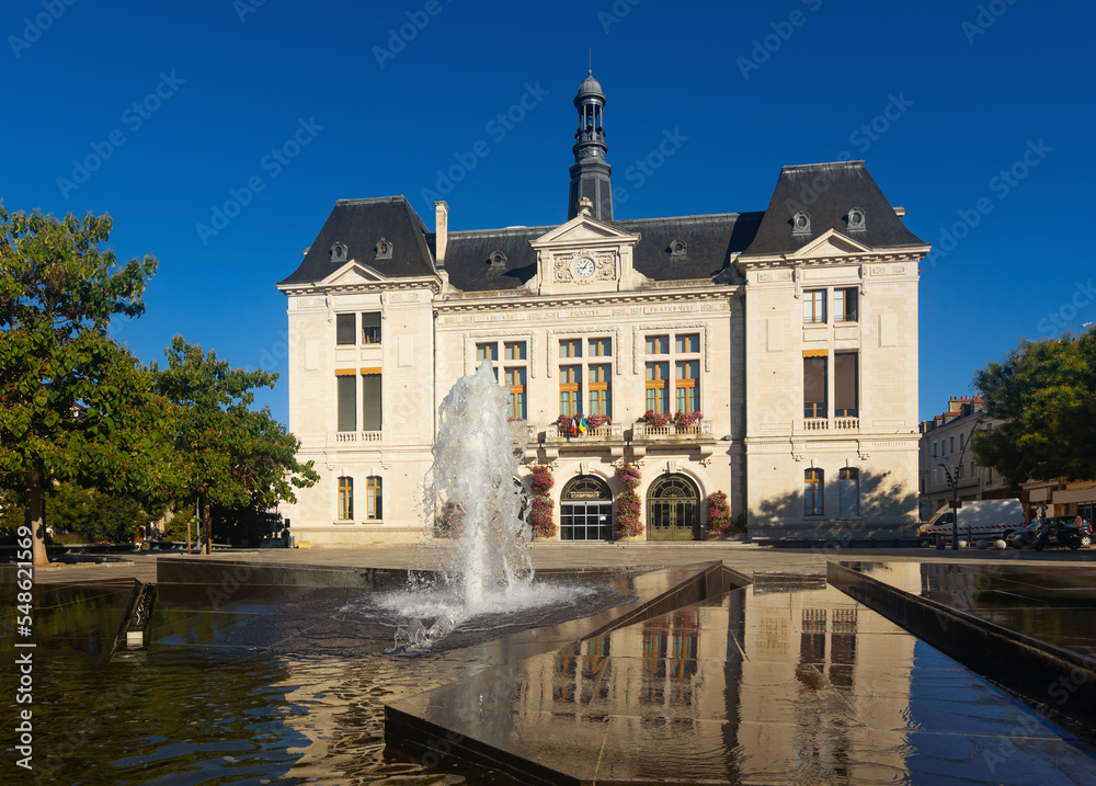 Town hall, view from the outside, town of Montlucon, department of Allier, France
