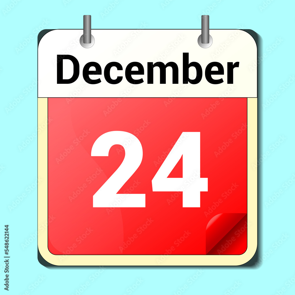 day on the calendar, vector image format, December 24