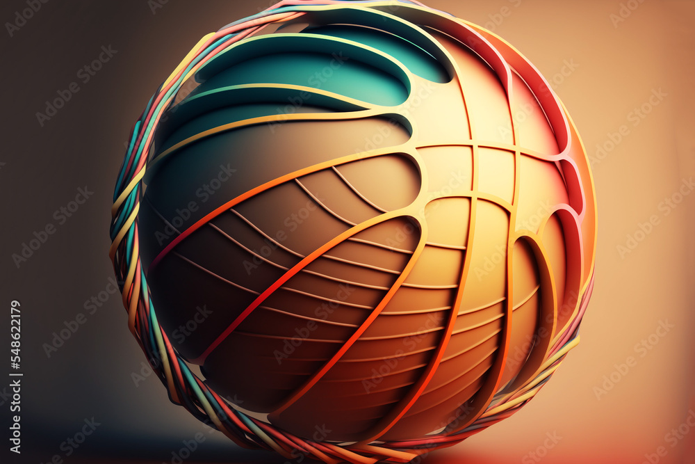 Fototapeta premium Abstract ball in vivid color and design challenging the shape of objects to come. Isolated