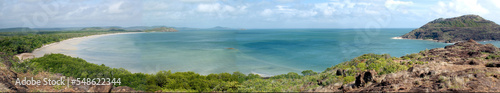 Frangipani beach and  and the tip of Cape York peninsula Queensland, Australia on the far right . photo