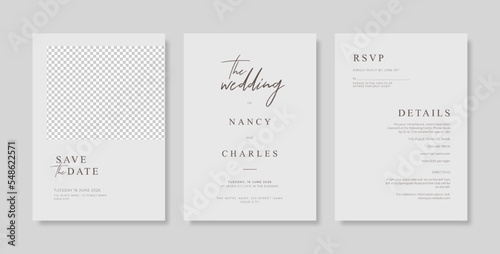 Simple and minimalist wedding card template. trendy modern wedding invitation template. beautiful wedding card template