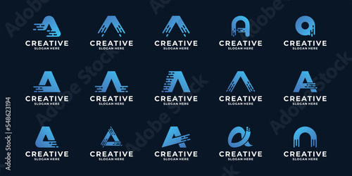 Initial letter A modern technology logo design inspiration.