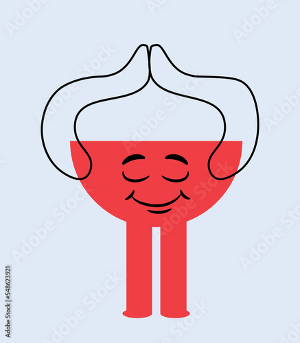 Red halfcircle emoticon. Metaphor for harmony and inner peace. Optimism and positivity. Mood, feelings and facial expressions. Emoji for messengers and website. Cartoon flat vector illustration