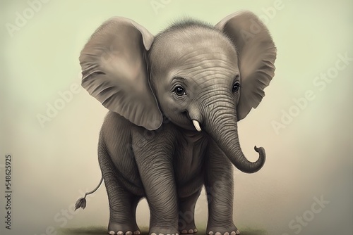 Baby Elephant. Cute Child Illustration.