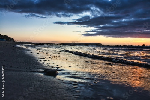 Scenic view of a beach during sunset in Shanklin, Isle of Wight, England, United Kingdom photo