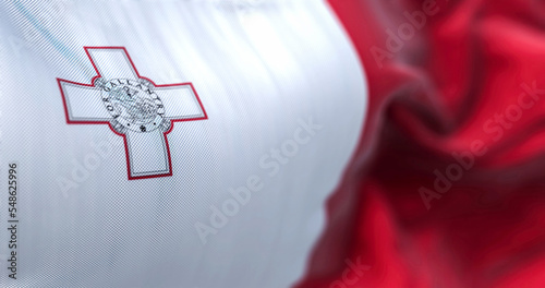 Foto Close-up view of the Maltese national flag waving in the wind