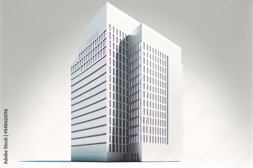 Tall Single Business Building On White