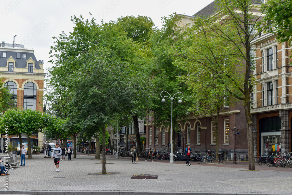 Square in an old town street at Amsterdam 