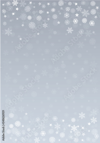 Christmas snow vector background. Falling snowflakes transparent decoration. New Year Holidays greeting card backdrop.