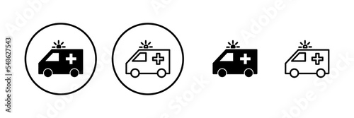 Ambulance icon vector illustration. ambulance truck sign and symbol. ambulance car