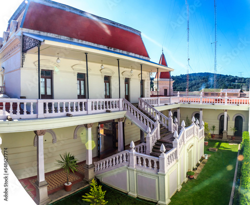 white building with red roof, municipal  building of el oro the state of mexico  photo