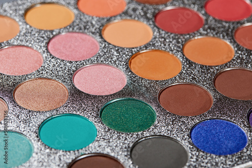 Close-up of colorful eyeshadow palette