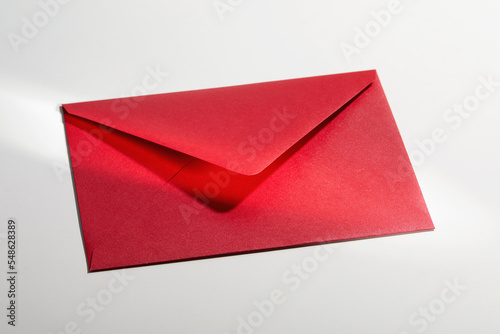 Red envelope on white background photo