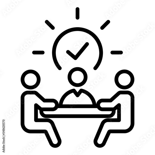 Icono de reunión empresarial. Negocio. Equipo de trabajo, asociación, cooperación, idea de negocio, compañía. Comunicación de personas. Ilustración vectorial