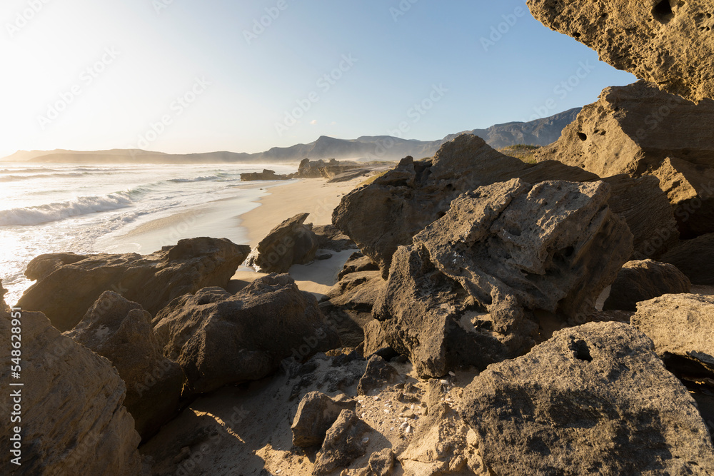 South Africa, Hermanus, View of rock formations on sea coast South Africa, Hermanus, View of rock formations on sea coast