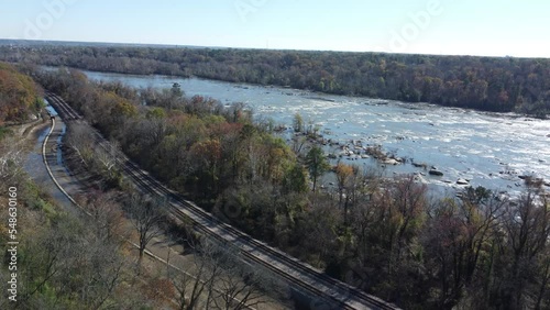 railroad tracks in the forest