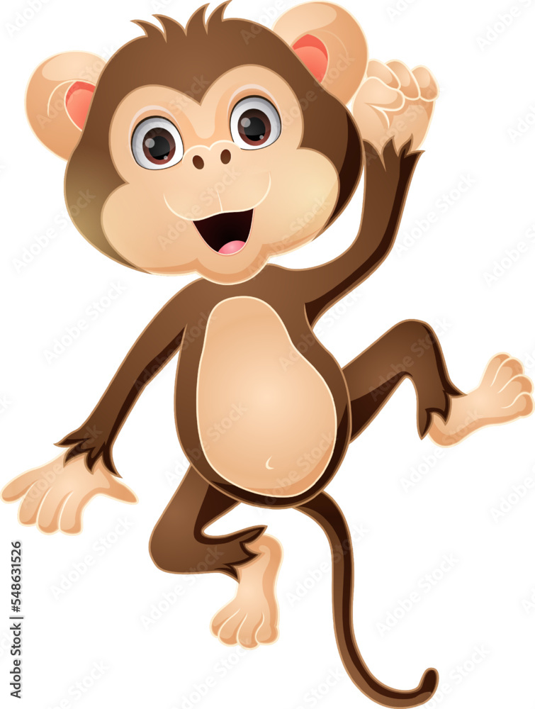 Cute baby monkey cartoon posing Cute baby monkey cartoon posing