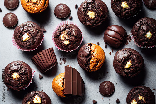 chocolate muffins and chocolate pralines
