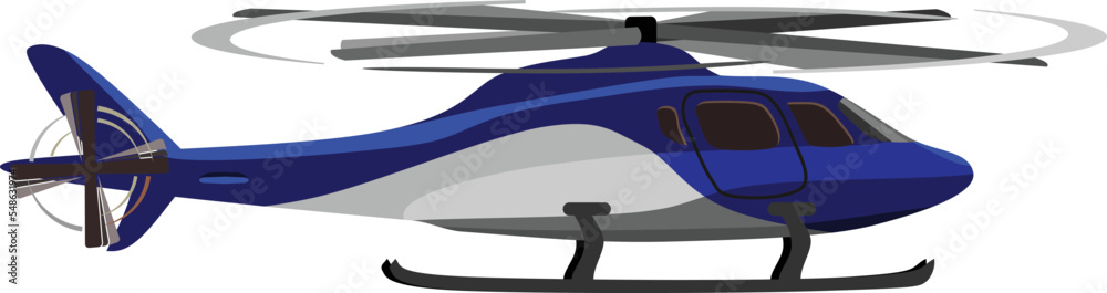 Blue Helicopter Flying Transportation Vector