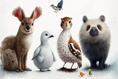 Wallpaper Mural Cute Animals On White Torontodigital.ca