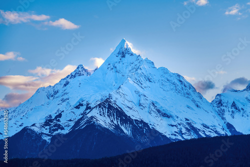 Meri snow mountain landscape in Deqen prefecture Yunnan province, China. photo