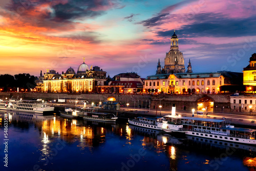 Skyline of Dresden at sunset, Germany © EKH-Pictures
