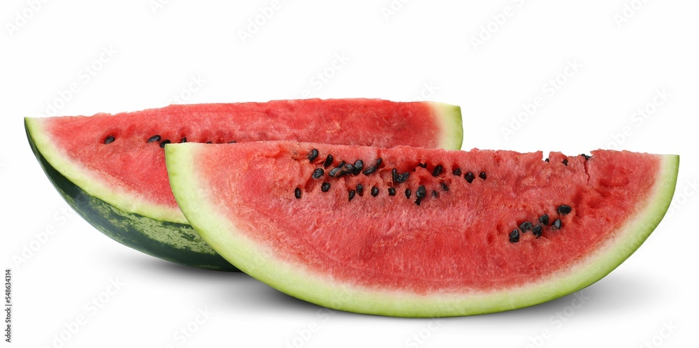 Slices of delicious ripe watermelon isolated on white Slices of delicious ripe watermelon isolated on white