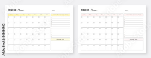 Monthly Planner Template. Horizontal Monthly Planner Design. Printable Monthly Planner. Horizontal Planner Template. Horizontal Planner Design. Minimalist planners template. Landscape Planner Template