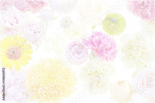 Fiber texture background with colorful flowers