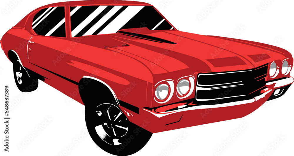 Naklejka premium Cherry Red Muscle Car Vector Illustration
