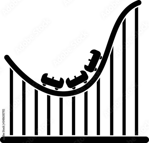 Roller coaster track icon on white background. Roller coaster attraction sign. Amusement park roller coaster. flat style.