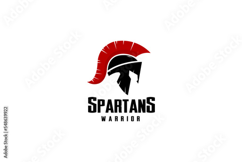 Spartan Knight Army Helmet, Sparta or Roman Warrior Mask logo design