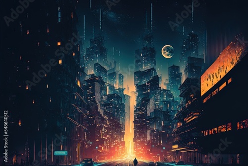 Modern City Night Background