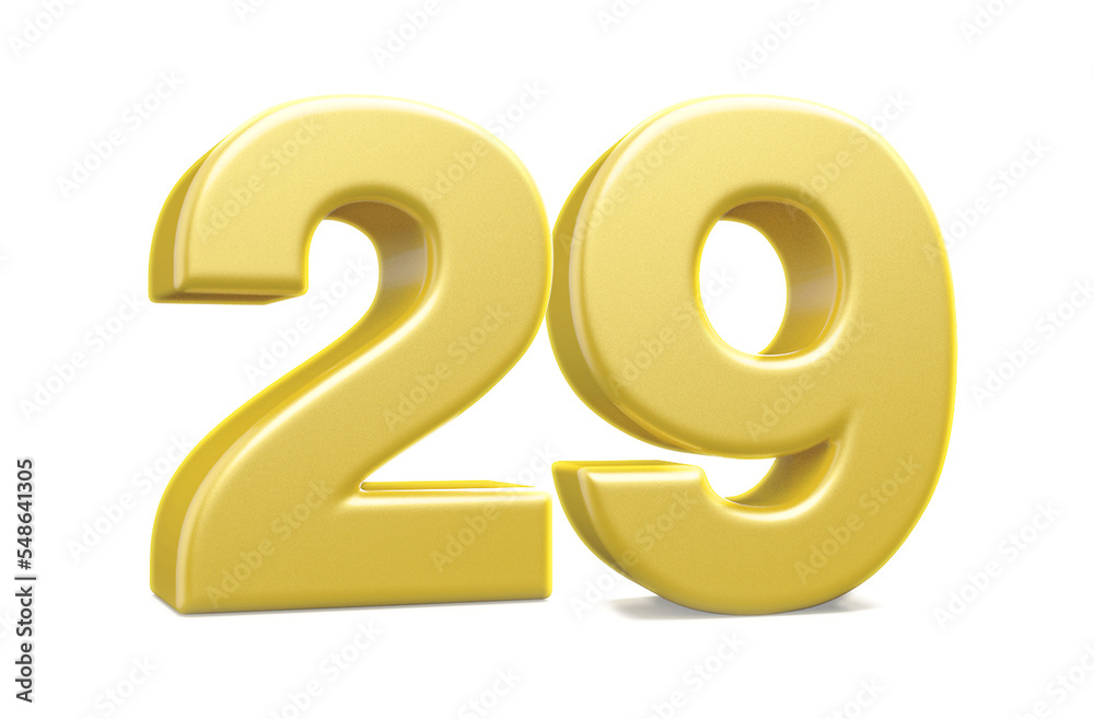 3d numbers 29 golden render 3d numbers 29 golden render