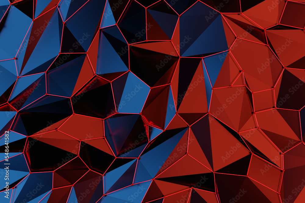 3d illustration blue and red geometric pattern . Geometry background, pattern 3d illustration blue and red geometric pattern . Geometry background, pattern