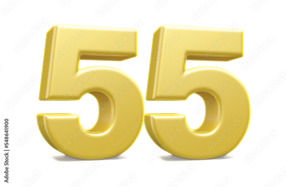 Fototapeta premium 3d numbers 55 golden render