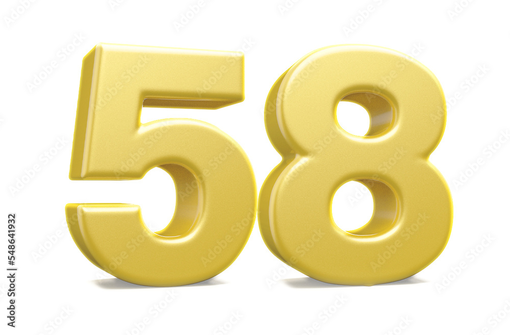 3d numbers 58 golden render