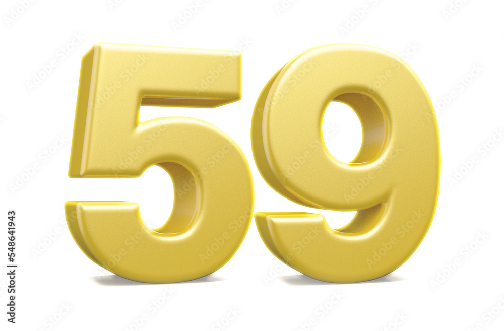 3d numbers 59 golden render 3d numbers 59 golden render