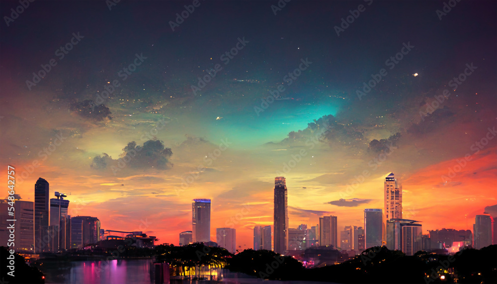 Singapore cityscape night sky