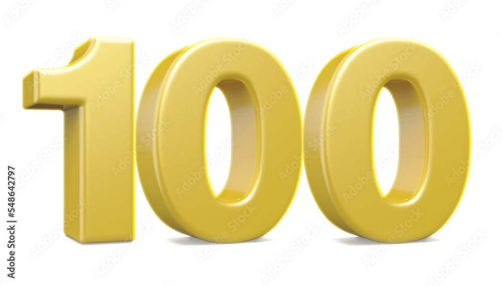3d numbers 100 golden render 3d numbers 100 golden render