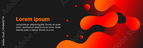 Banner template of blob element, colored gradient red and orange