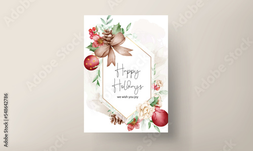elegant Christmas and new year card floral watercolor