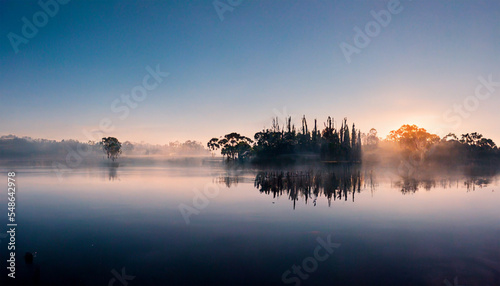 Beautiful australian morning with lake