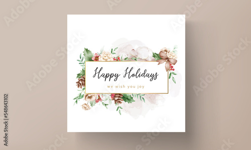elegant Christmas and new year card floral watercolor