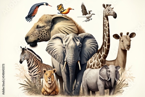 Illustration Of Safari Animals Isolated © AkuAku