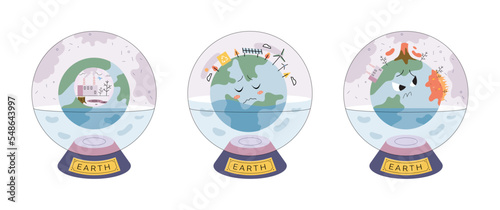 Climate change weather global greenhouse warming risks metaphor concept. Save planet. Compared planet with renewable eco resources consumption global warmings burning alternative. Environment Day