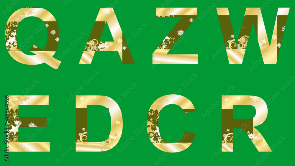 Naklejka premium xmas golden letters alphabet set pack illustration in vector format