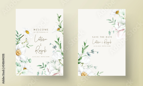 Wedding white floral invitation template